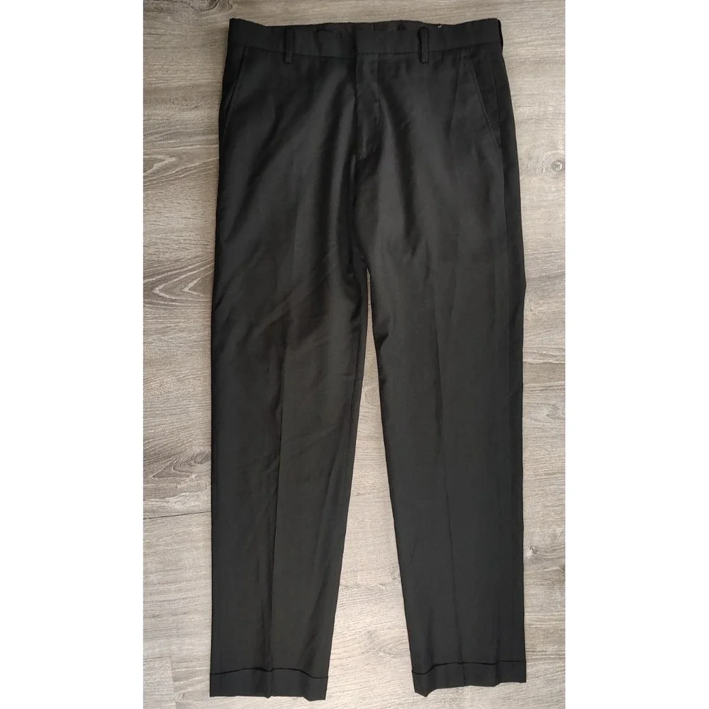 JOS. A.‎ Bank 1905 Custom Made Wool Blend Dress Pants 32R Black Flat Front
